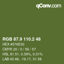 カラーコード: RGB 87.9 110.2 48 | qconv.com