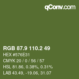 カラーコード: RGB 87.9 110.2 49 | qconv.com