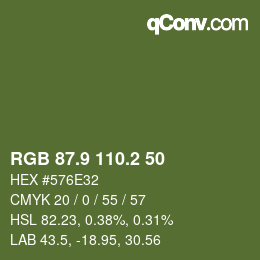 カラーコード: RGB 87.9 110.2 50 | qconv.com