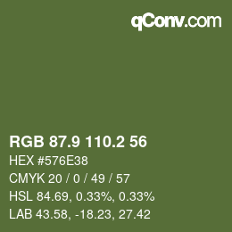 カラーコード: RGB 87.9 110.2 56 | qconv.com