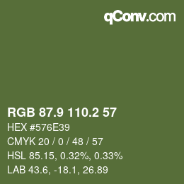 Color code: RGB 87.9 110.2 57 | qconv.com