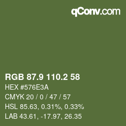 カラーコード: RGB 87.9 110.2 58 | qconv.com