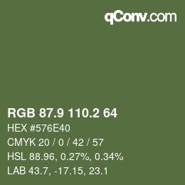 カラーコード: RGB 87.9 110.2 64 | qconv.com