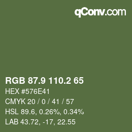 カラーコード: RGB 87.9 110.2 65 | qconv.com