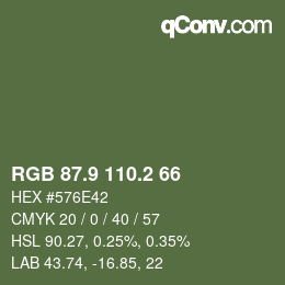 カラーコード: RGB 87.9 110.2 66 | qconv.com