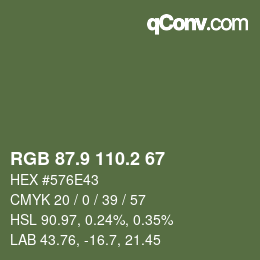 カラーコード: RGB 87.9 110.2 67 | qconv.com