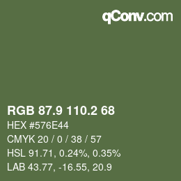 Farbcode: RGB 87.9 110.2 68 | qconv.com