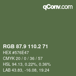 Color code: RGB 87.9 110.2 71 | qconv.com