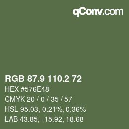 Farbcode: RGB 87.9 110.2 72 | qconv.com