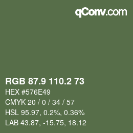 Color code: RGB 87.9 110.2 73 | qconv.com