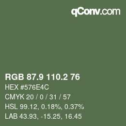 カラーコード: RGB 87.9 110.2 76 | qconv.com