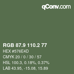 Color code: RGB 87.9 110.2 77 | qconv.com