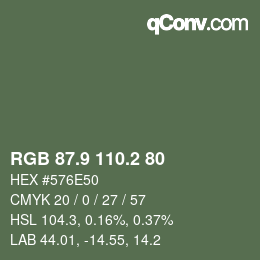 カラーコード: RGB 87.9 110.2 80 | qconv.com