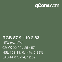 Color code: RGB 87.9 110.2 83 | qconv.com