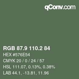 Color code: RGB 87.9 110.2 84 | qconv.com