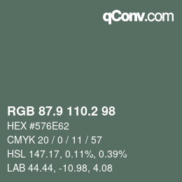 Color code: RGB 87.9 110.2 98 | qconv.com
