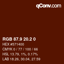 Color code: RGB 87.9 20.2 0 | qconv.com