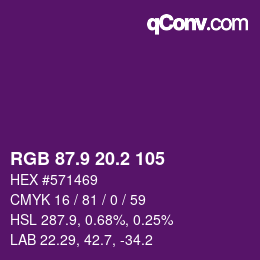 カラーコード: RGB 87.9 20.2 105 | qconv.com