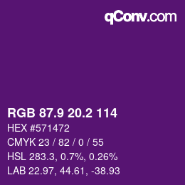 カラーコード: RGB 87.9 20.2 114 | qconv.com