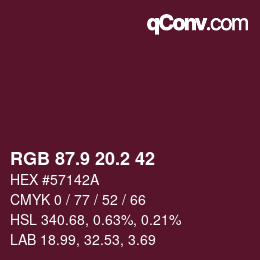カラーコード: RGB 87.9 20.2 42 | qconv.com