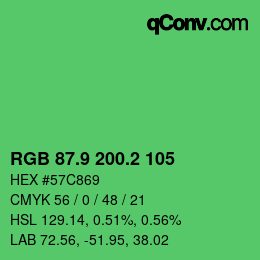 カラーコード: RGB 87.9 200.2 105 | qconv.com