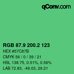 カラーコード: RGB 87.9 200.2 123 | qconv.com