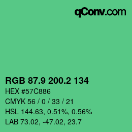 カラーコード: RGB 87.9 200.2 134 | qconv.com
