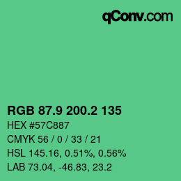 カラーコード: RGB 87.9 200.2 135 | qconv.com