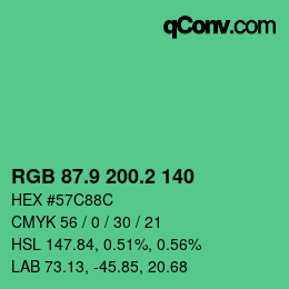 カラーコード: RGB 87.9 200.2 140 | qconv.com