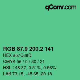 カラーコード: RGB 87.9 200.2 141 | qconv.com
