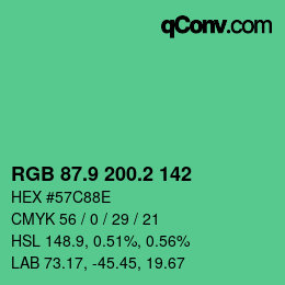 カラーコード: RGB 87.9 200.2 142 | qconv.com