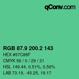 カラーコード: RGB 87.9 200.2 143 | qconv.com