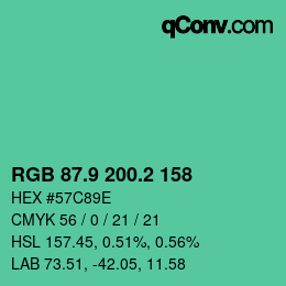 カラーコード: RGB 87.9 200.2 158 | qconv.com