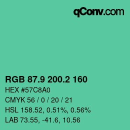 カラーコード: RGB 87.9 200.2 160 | qconv.com