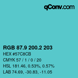 Color code: RGB 87.9 200.2 203 | qconv.com