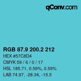 Color code: RGB 87.9 200.2 212 | qconv.com