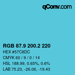 カラーコード: RGB 87.9 200.2 220 | qconv.com
