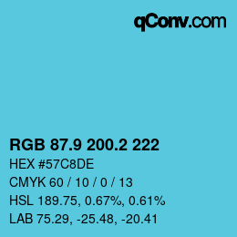 Color code: RGB 87.9 200.2 222 | qconv.com