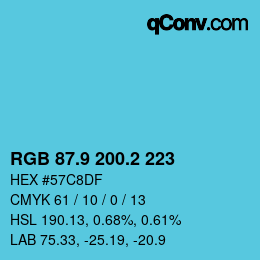 Color code: RGB 87.9 200.2 223 | qconv.com