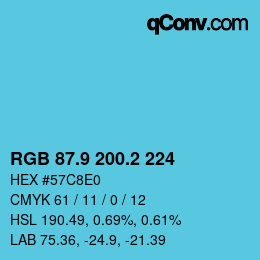 カラーコード: RGB 87.9 200.2 224 | qconv.com