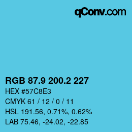 Color code: RGB 87.9 200.2 227 | qconv.com