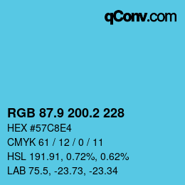 Color code: RGB 87.9 200.2 228 | qconv.com