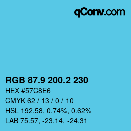 カラーコード: RGB 87.9 200.2 230 | qconv.com