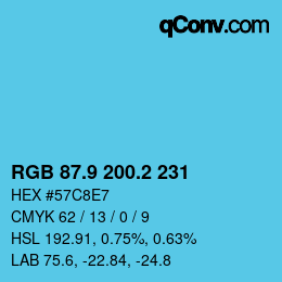 Color code: RGB 87.9 200.2 231 | qconv.com