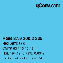 Color code: RGB 87.9 200.2 235 | qconv.com