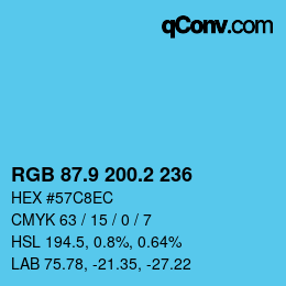 Color code: RGB 87.9 200.2 236 | qconv.com