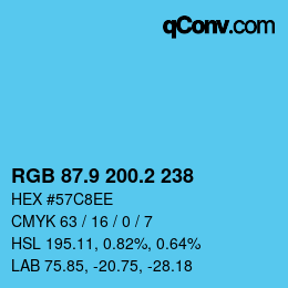 Color code: RGB 87.9 200.2 238 | qconv.com