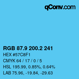 Color code: RGB 87.9 200.2 241 | qconv.com