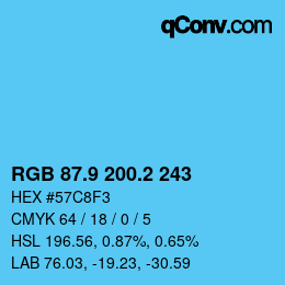 Color code: RGB 87.9 200.2 243 | qconv.com