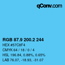 カラーコード: RGB 87.9 200.2 244 | qconv.com
